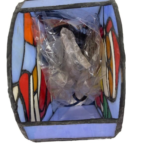 Christmas Stained Glass Santa Claus Tiffany Style Accent Lamp Style FX1-257 NOS - Picture 5 of 16